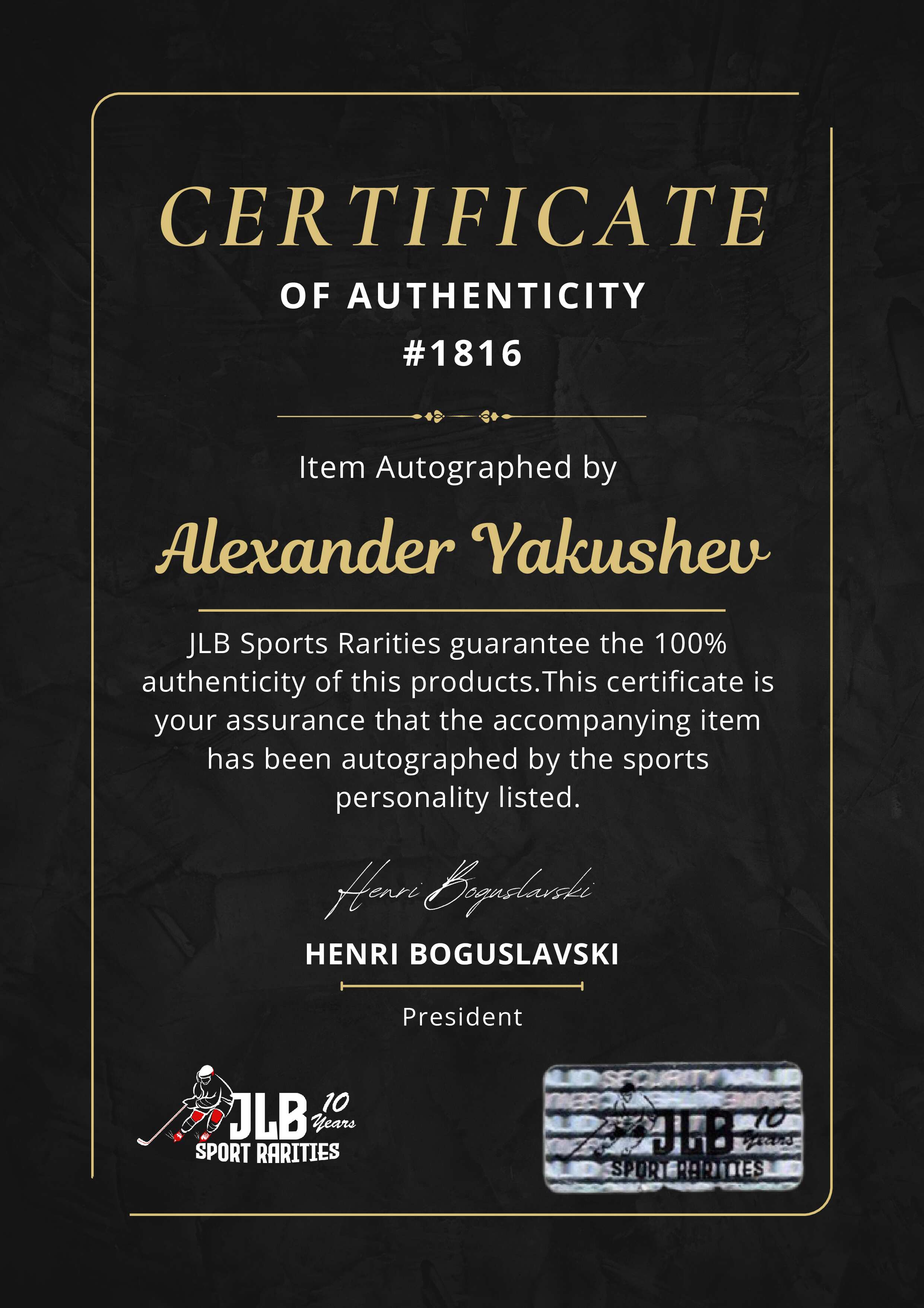 Certificate of Authenticity